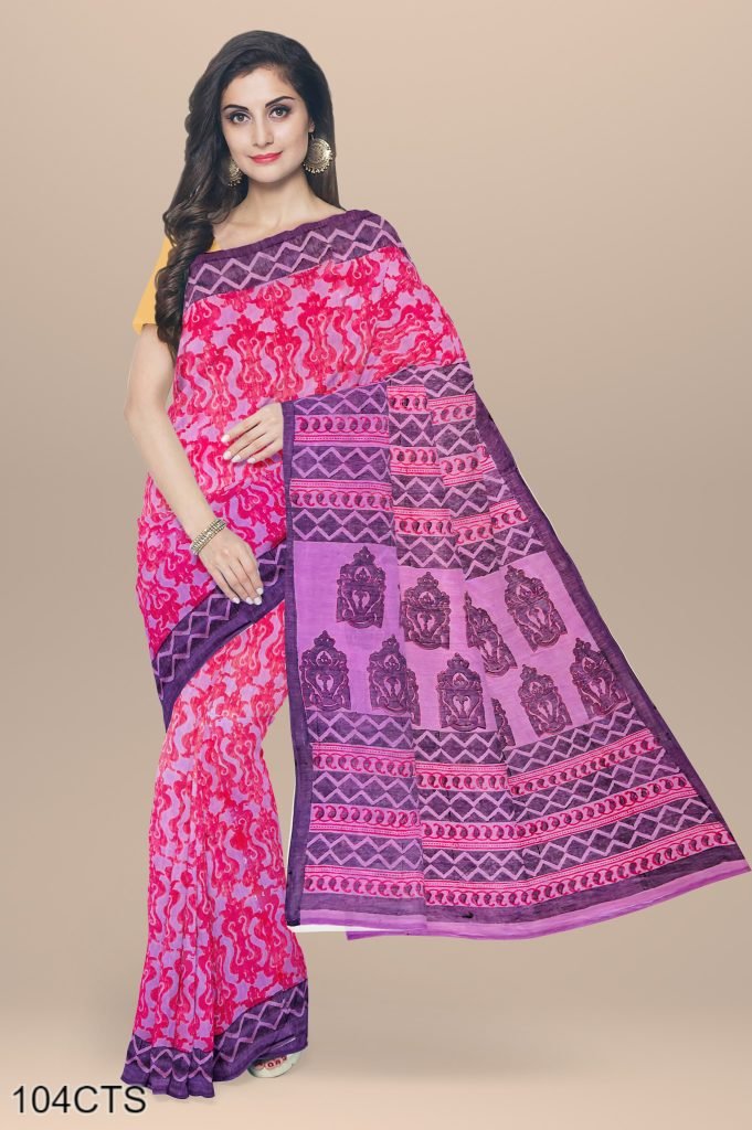 Bhojpur Boota Zaal Design Handblock Printed Cotton Saree