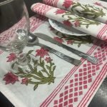 Pink Floral Design Handblock Printed Table Mats