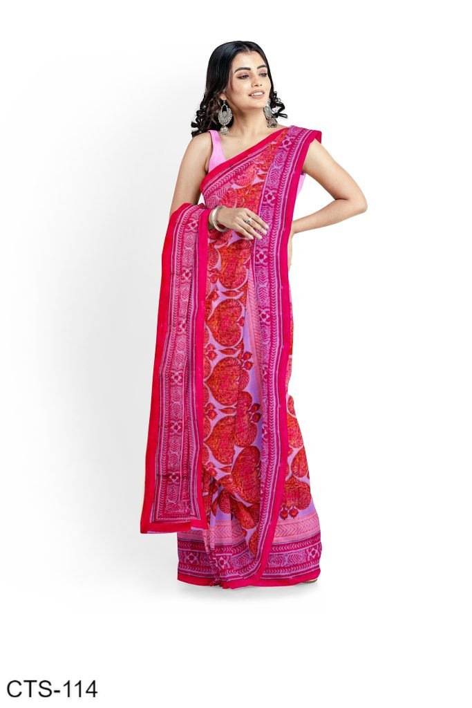 Panchtatv Design Handblock Printed Cotton Saree