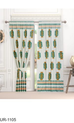 Maheshwar Fort Carving Motif Hand Block Printed Curtain