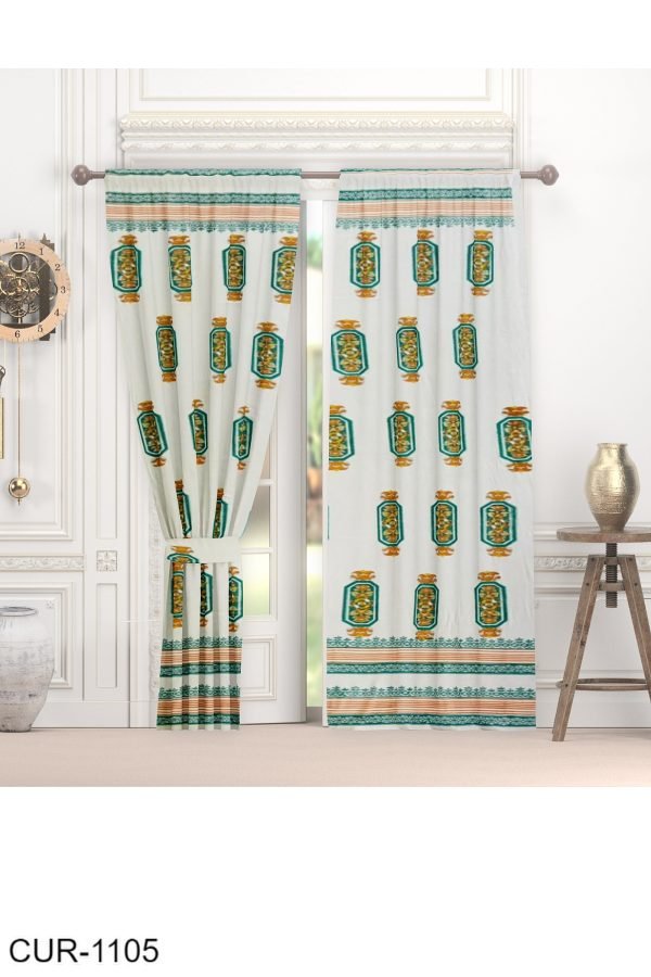 Maheshwar Fort Carving Motif Hand Block Printed Curtain