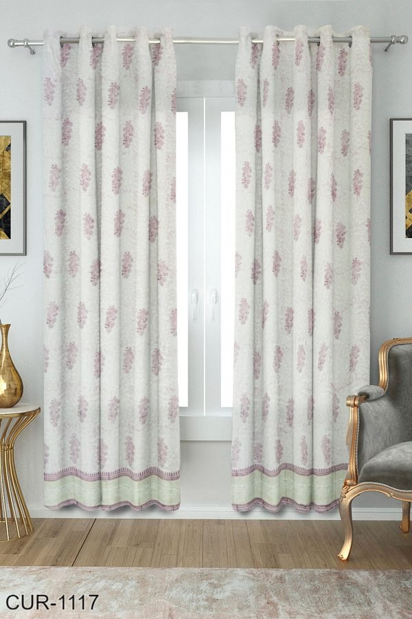 Floral Design Hand Block Printed Curtains