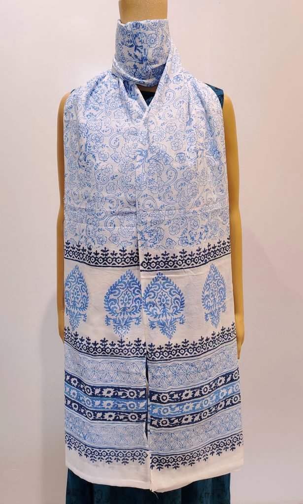 Indigo Floral Jaal Dupatta