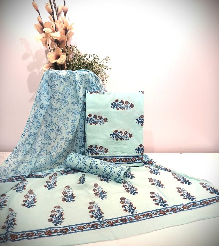 Blue Buta Desgin unstitched suit piece