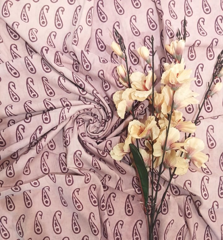 Magenta Design Cotton Printed Fabric