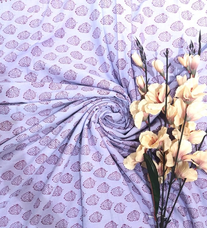 Purple Boota Hand Block Printed Cotton Fabric