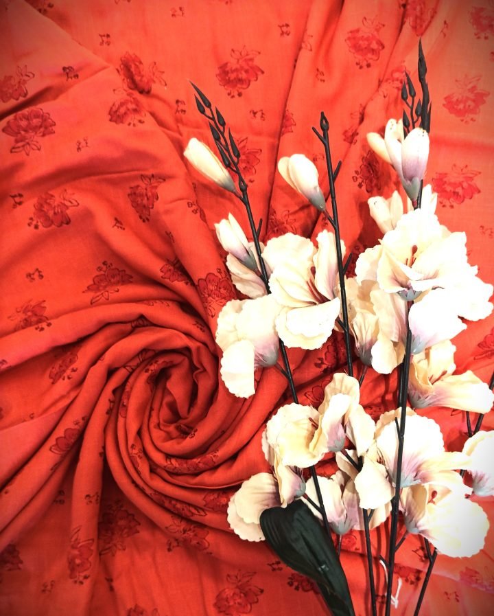 Red Boota Design Rayon Printed Fabric