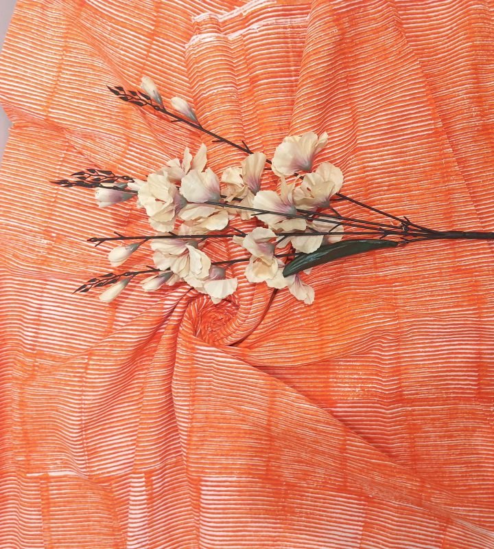 Orange Boota Hand Block Printed Cotton Fabric