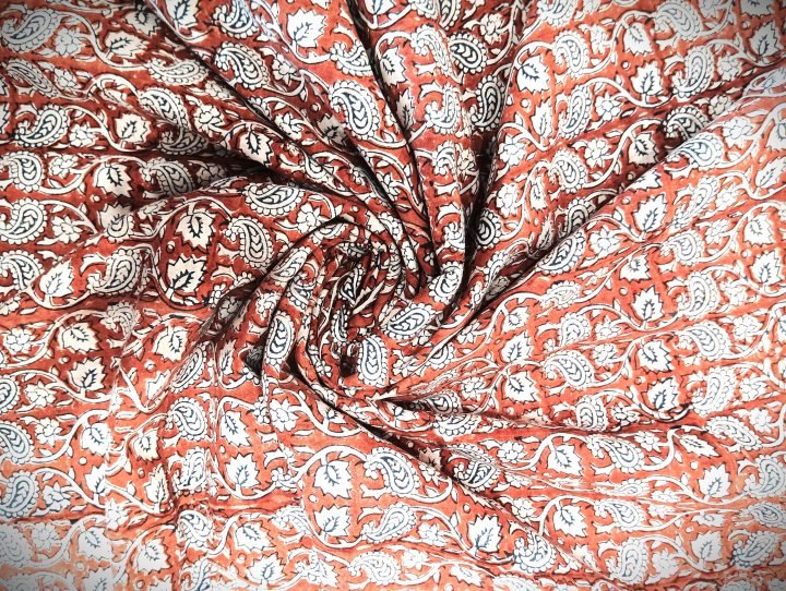 Red Jali Design Cotton Printed Fabric