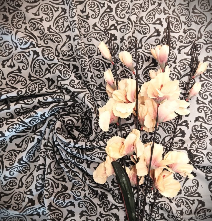 Brown Boota Hand Block  Printed Cotton Fabric