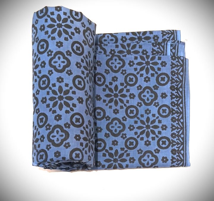 Blue Boota Hand Block  Printed Cotton Fabric