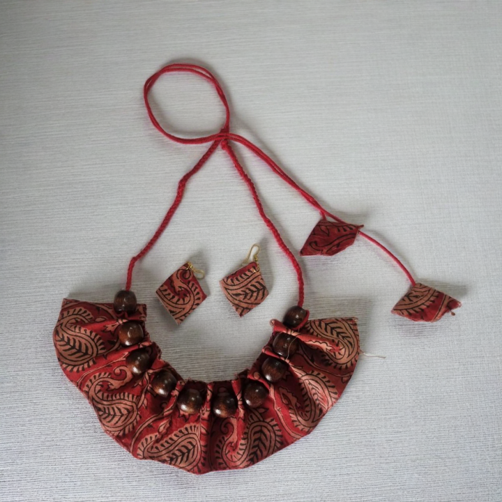 red ruffled Textile Jewelry